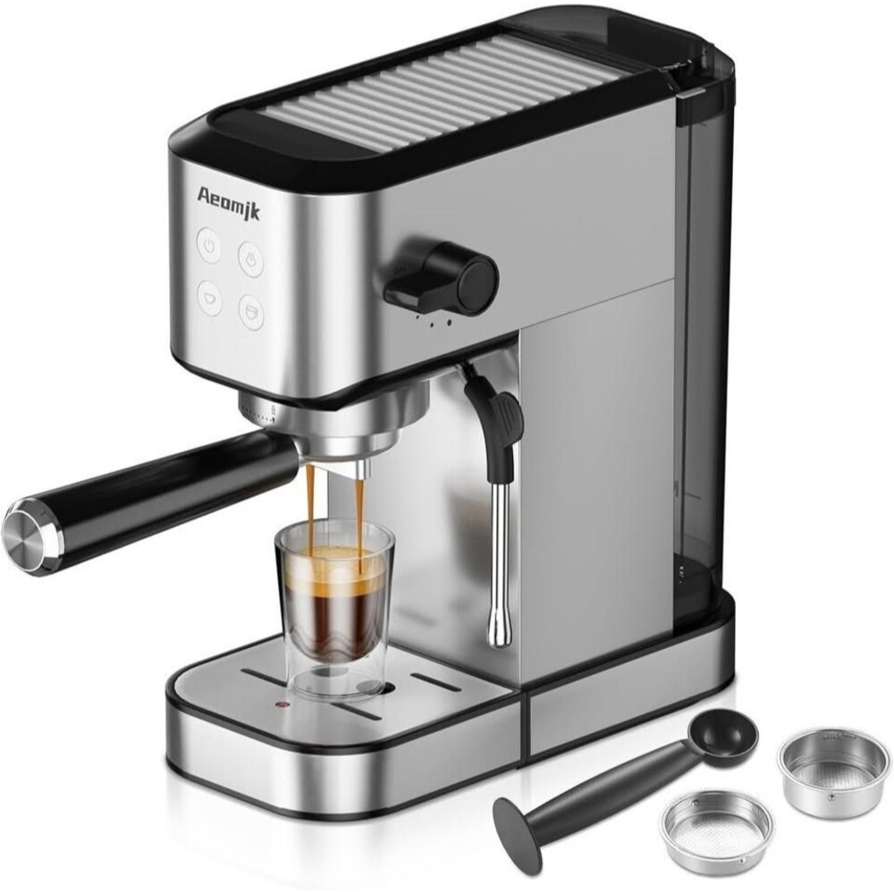 Espresso Machine, 20 Bar Stainless Steel Espresso Maker with Milk Frother Steam